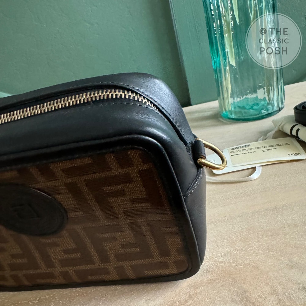 Fendi Glazed Fabric Vitello Century 1974 Stamp Black Camera Case Bag - Picture 9 of 14